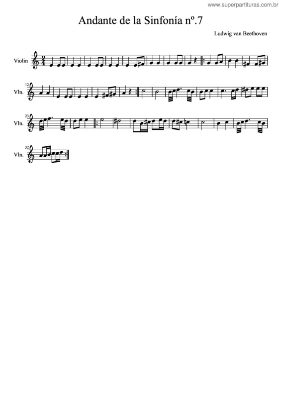 Partitura da música Andante De La Sinfonía Nº.7