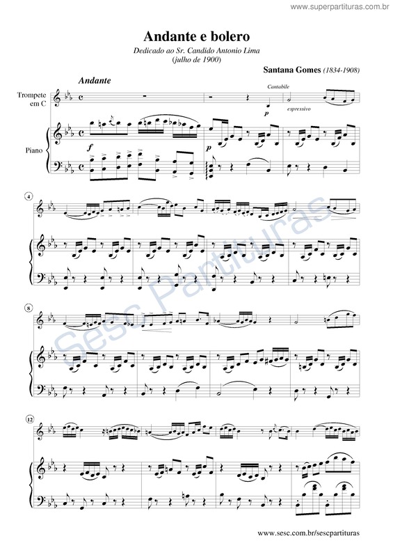 Partitura da música Andante e bolero