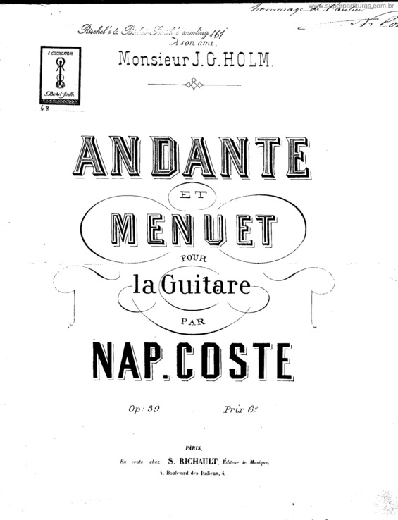 Partitura da música Andante et Minuet