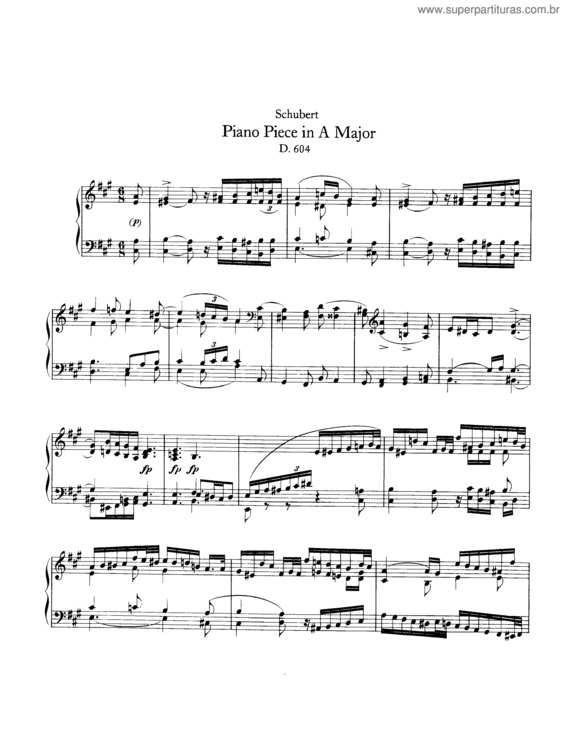 Partitura da música Andante in A fo Piano