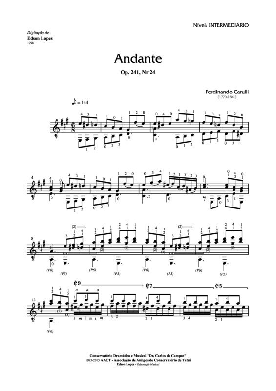 Partitura da música Andante Op. 241 Nr 24