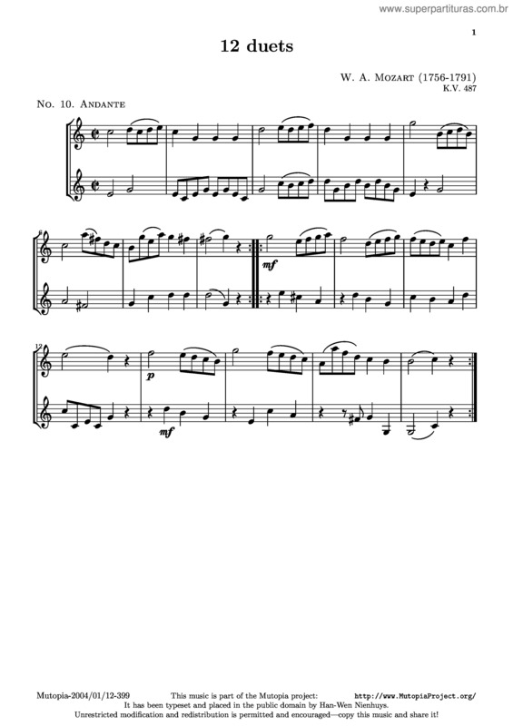 Partitura da música Andante v.7