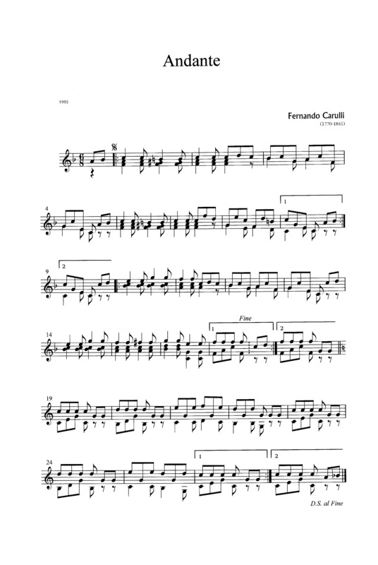 Partitura da música Andante v.9