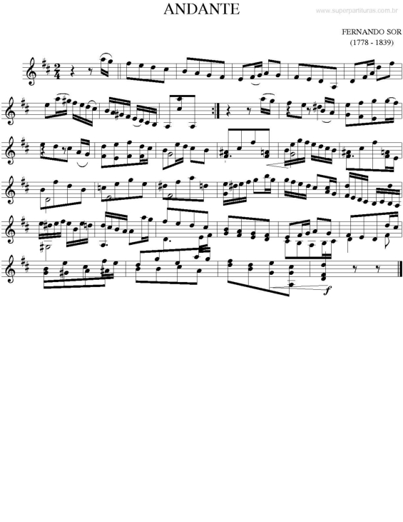 Partitura da música Andante