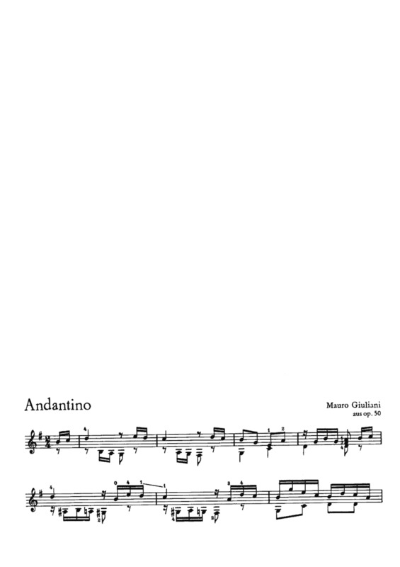 Partitura da música Andantino (Op 50)