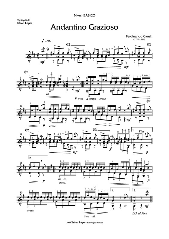 Partitura da música Andantino Grazioso v.2
