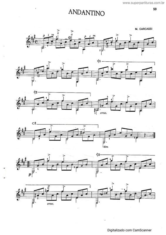 Partitura da música Andantino v.7