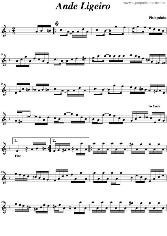 Partitura da música Ande Ligeiro v.2