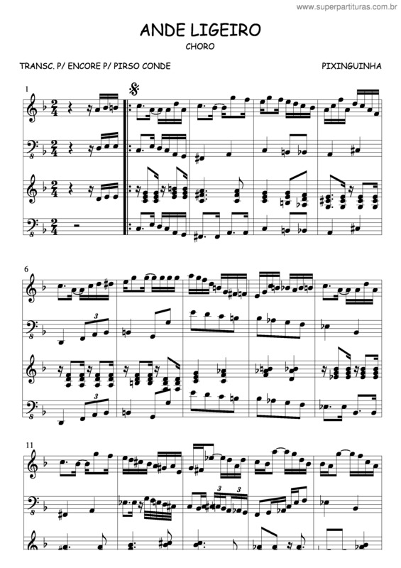 Partitura da música Ande Ligeiro