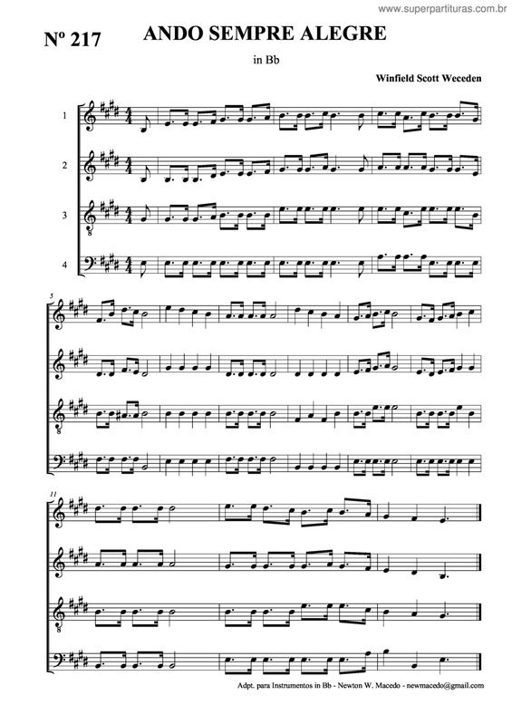 Partitura da música Ando Sempre Alegre v.2