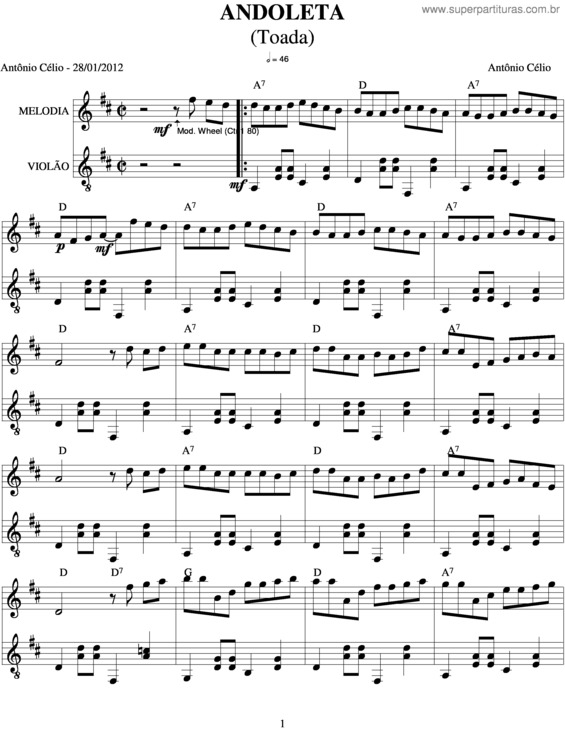 Partitura da música Andoleta