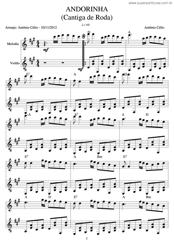 Partitura da música Andorinha v.3