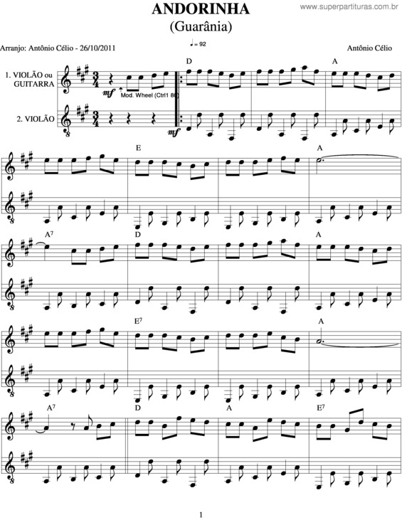 Partitura da música Andorinha v.4