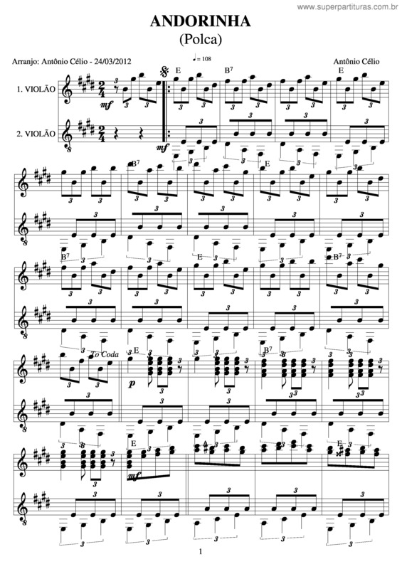 Partitura da música Andorinha v.5