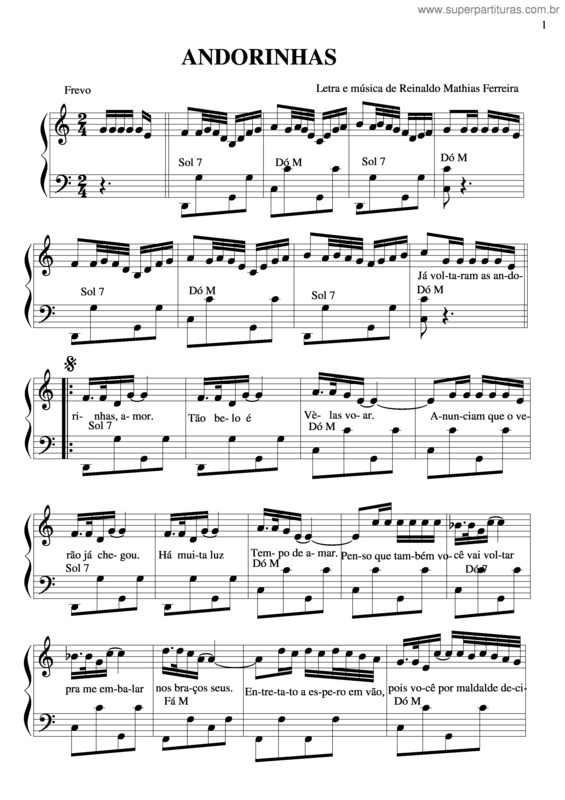 Partitura da música Andorinhas