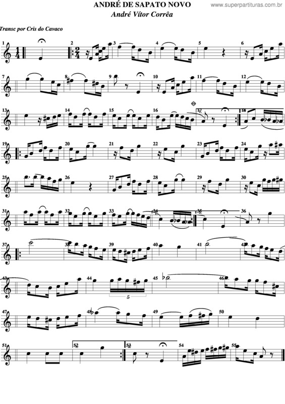 Partitura da música André De Sapato Novo v.10