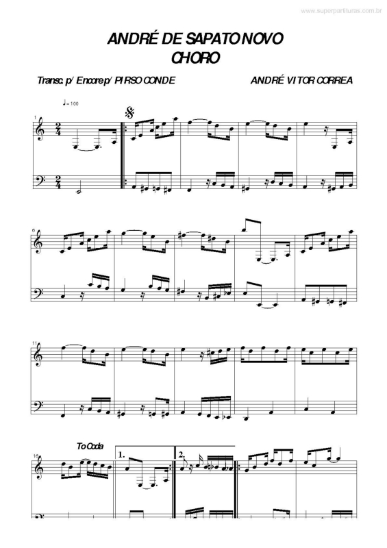 Partitura da música André de Sapato Novo v.2