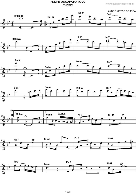 Partitura da música André de Sapato Novo v.3