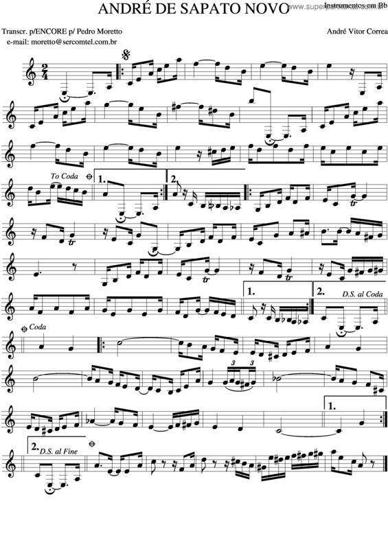 Partitura da música André De Sapato Novo v.4