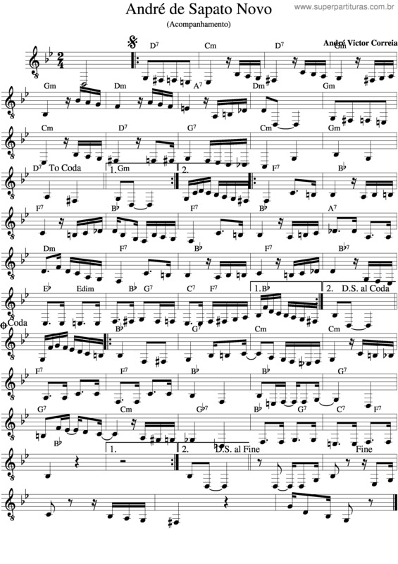 Partitura da música André De Sapato Novo v.7