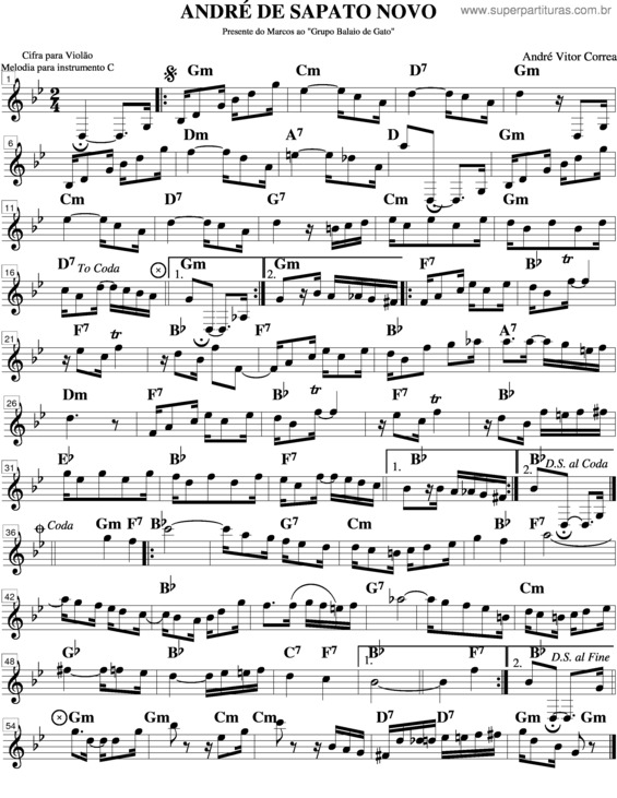 Partitura da música André De Sapato Novo v.8