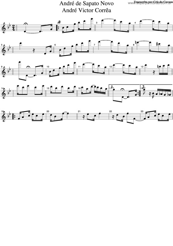 Partitura da música André De Sapato Novo v.9