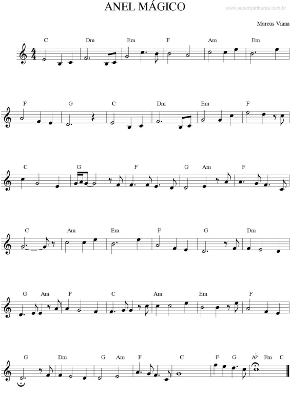 Partitura da música Anel Mágico