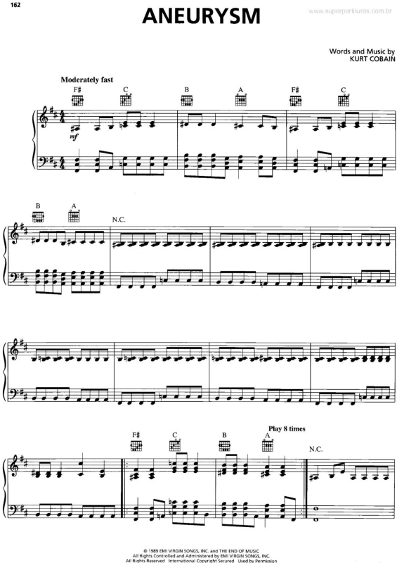 Partitura da música Aneurysm v.2