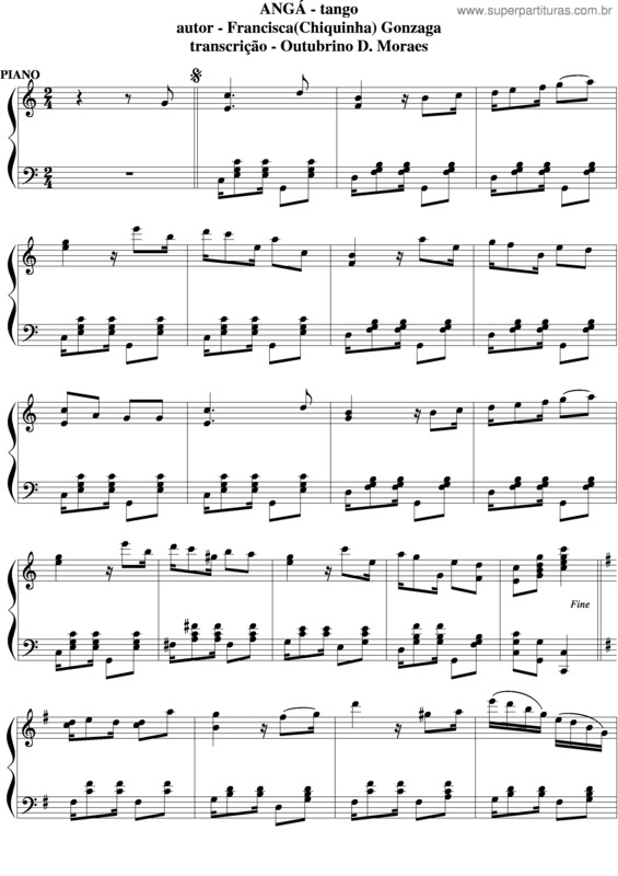 Partitura da música Angá v.2