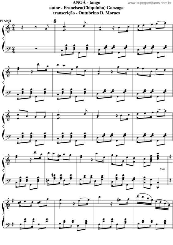 Partitura da música Angá v.2