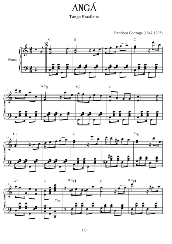 Partitura da música Angá v.3