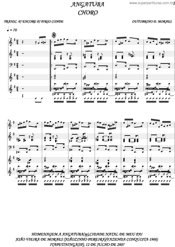 Partitura da música Angatuba v.2