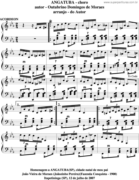 Partitura da música Angatuba v.3