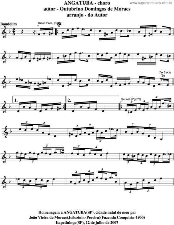 Partitura da música Angatuba v.4
