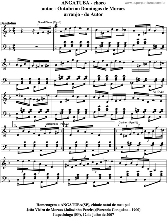 Partitura da música Angatuba v.5