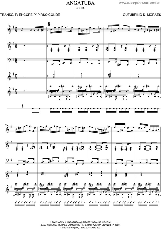 Partitura da música Angatuba