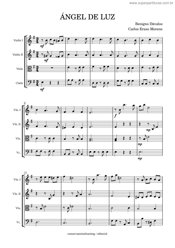 Partitura da música Angel De Luz v.3