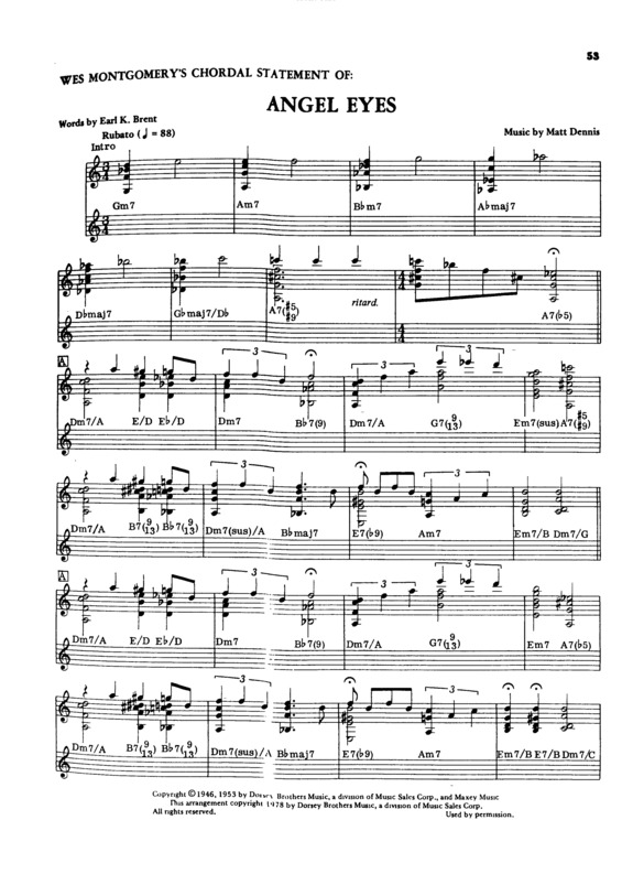 Partitura da música Angel Eyes v.2