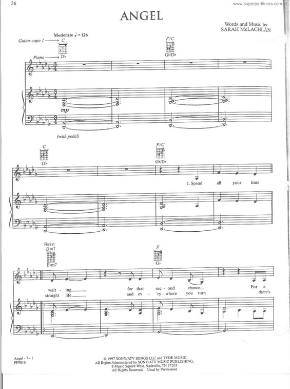 Partitura da música Angel v.10