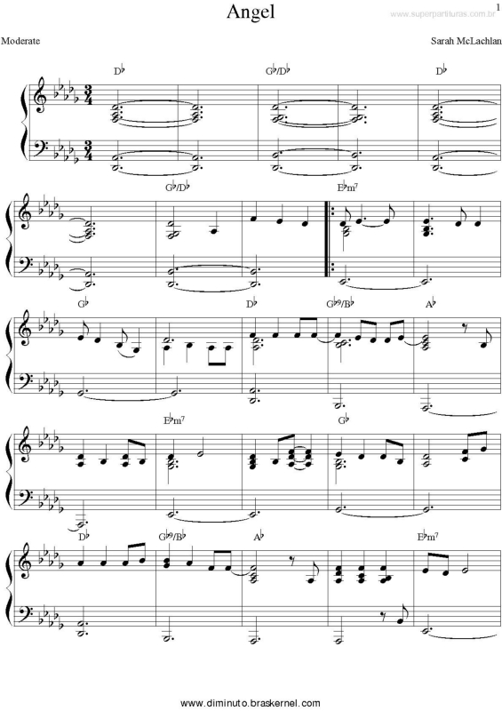 Partitura da música Angel v.2