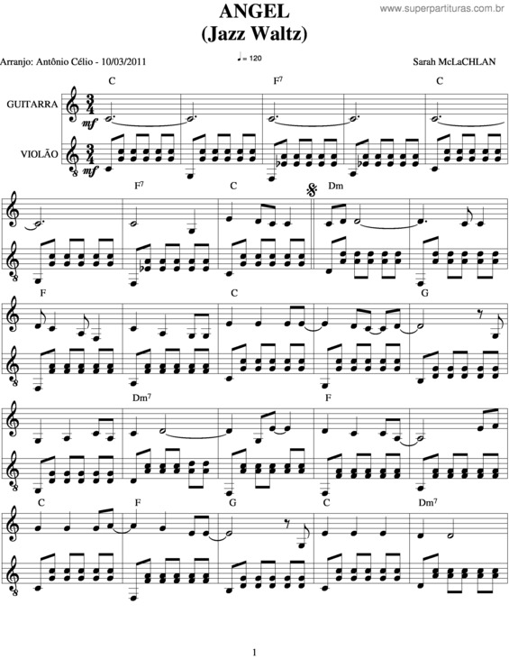 Partitura da música Angel v.4