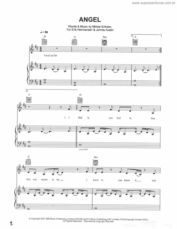 Partitura da música Angel v.8