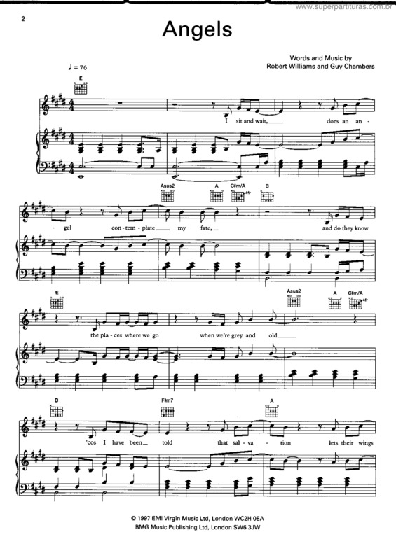 Partitura da música Angels v.6