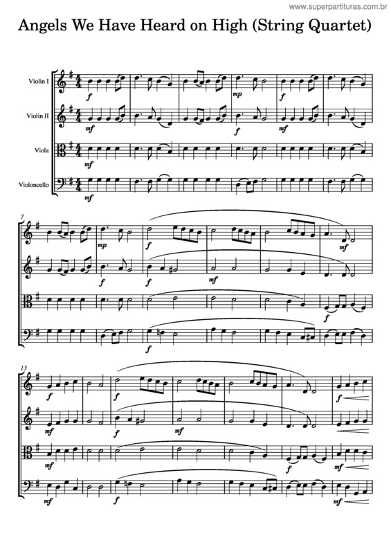 Partitura da música Angels We Have Heard On High – Gloria v.2