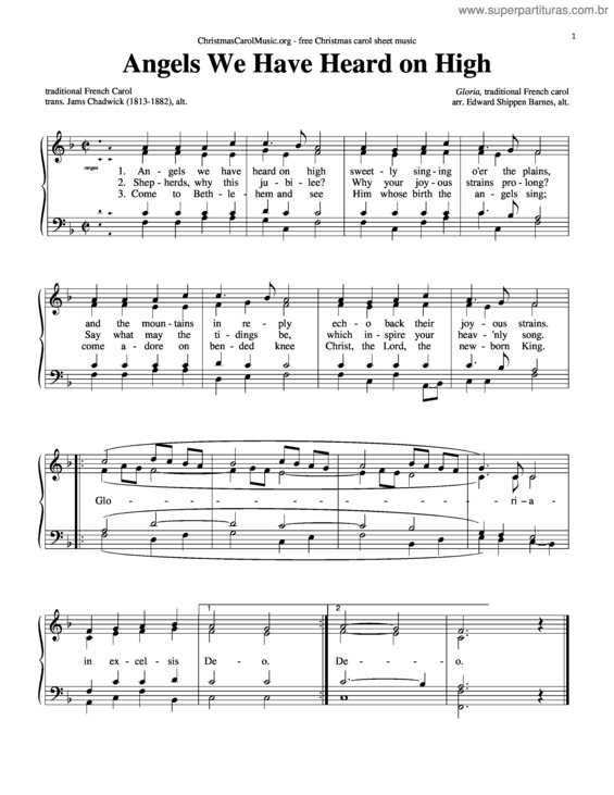 Partitura da música Angels We Have Heard on High v.2