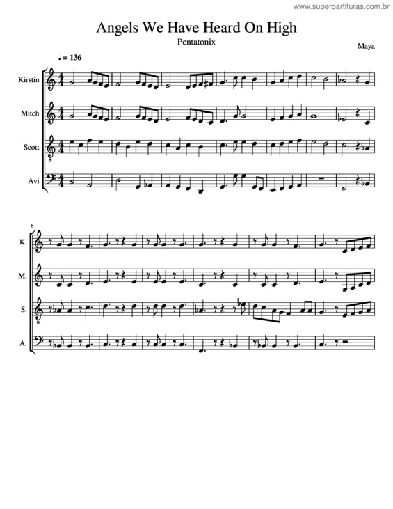 Partitura da música Angels We Have Heard On High v.5