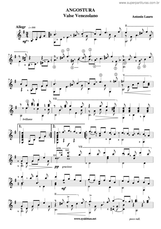 Partitura da música Angostura 