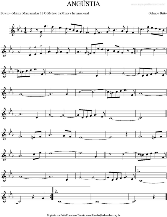 Partitura da música Angústia v.2