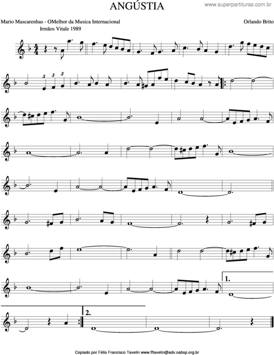 Partitura da música Angústia v.3