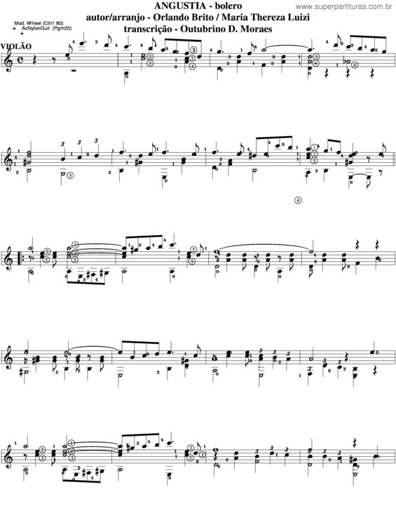 Partitura da música Angústia v.6